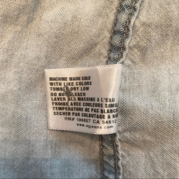 AG adriano goldschmied light denim button up shirt - Picture 6 of 8